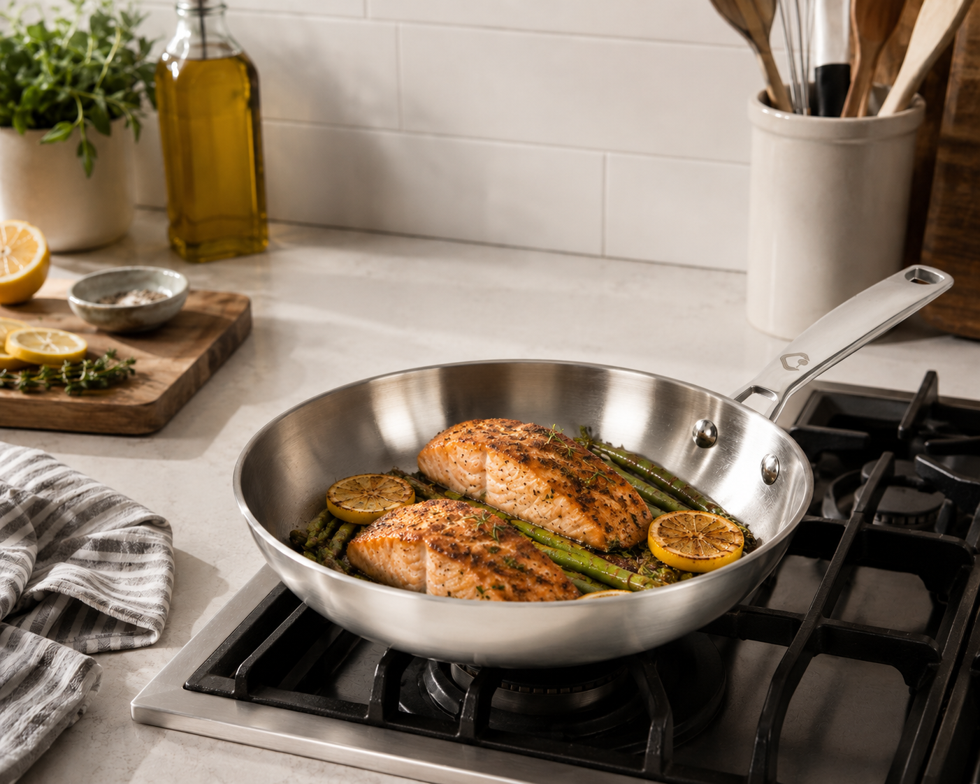 CoreClad 12 IN Tri-Ply Stainless Steel Fry Pan · Malaga