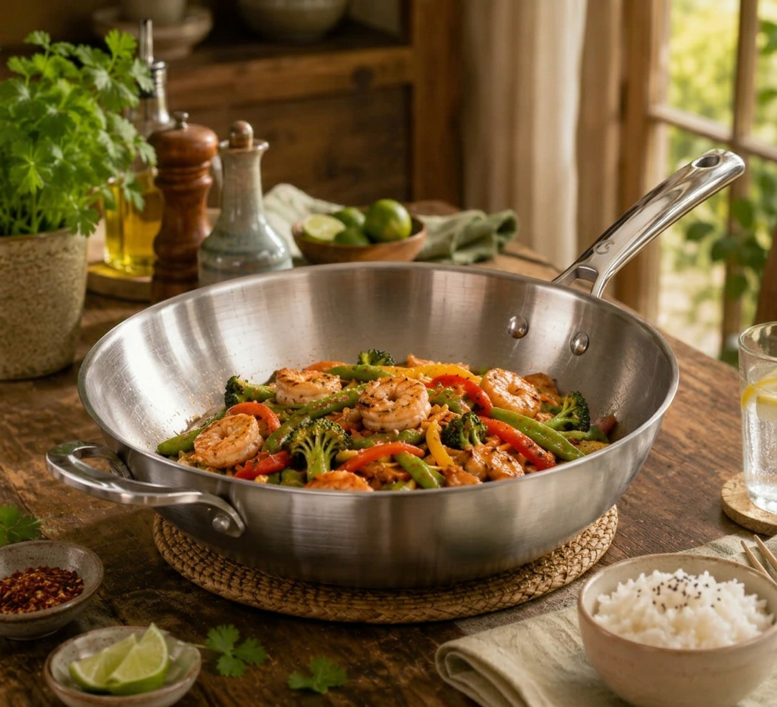 CoreClad 5 QT Tri-Ply Stainless Steel Wok · Seville