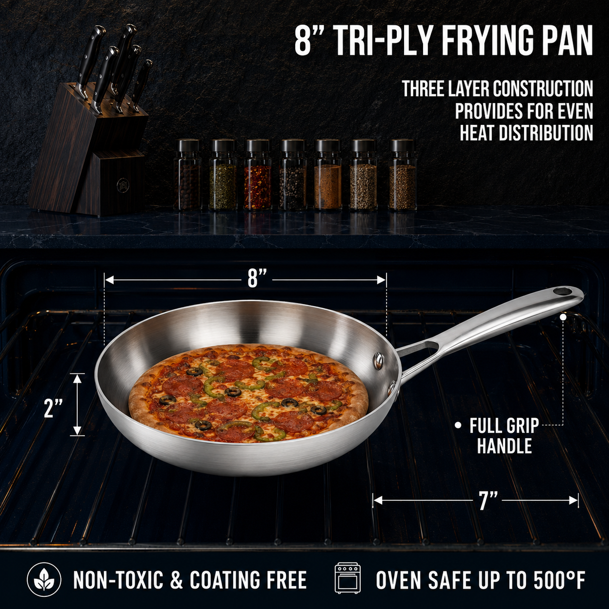 CoreClad 8 IN Tri-Ply Stainless Steel Skillet · Seville
