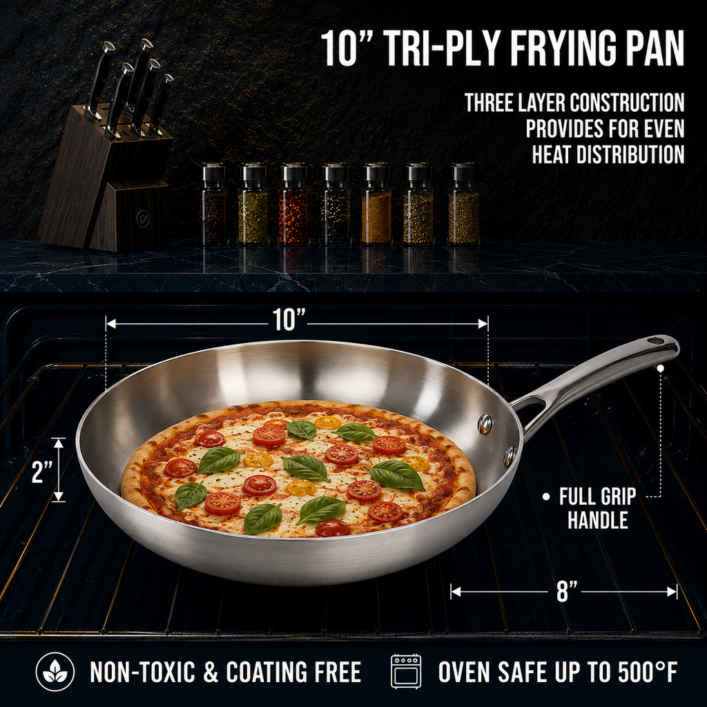 CoreClad 10 IN Tri-Ply Stainless Steel Skillet · Seville