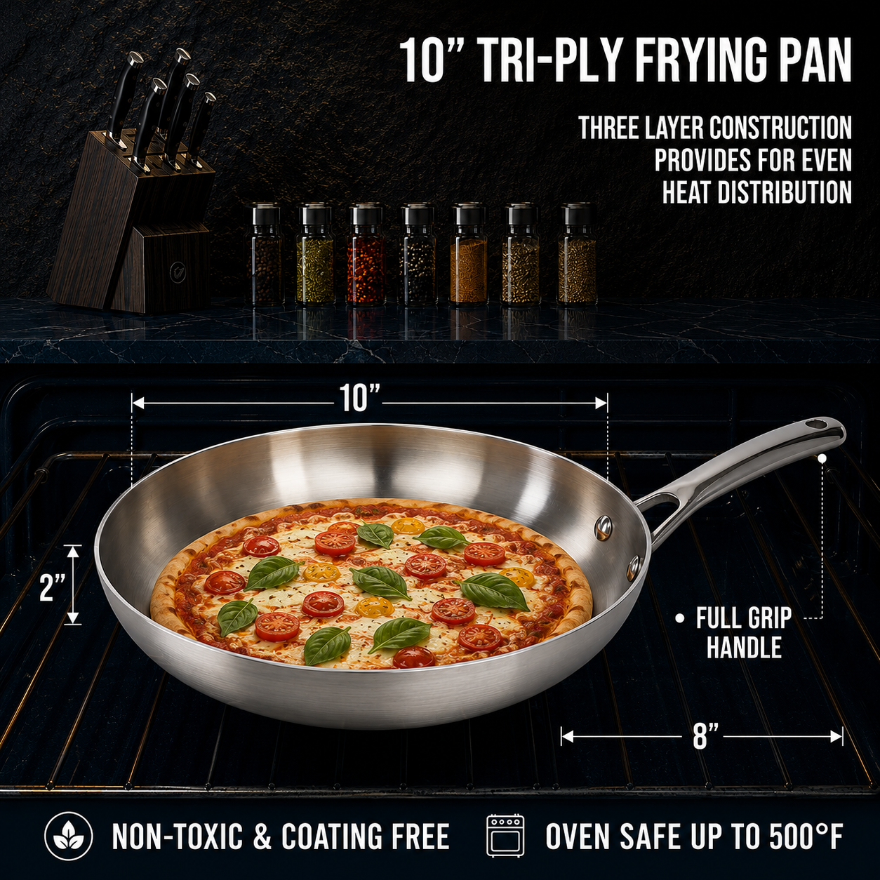 CoreClad 10 IN Tri-Ply Stainless Steel Skillet · Seville