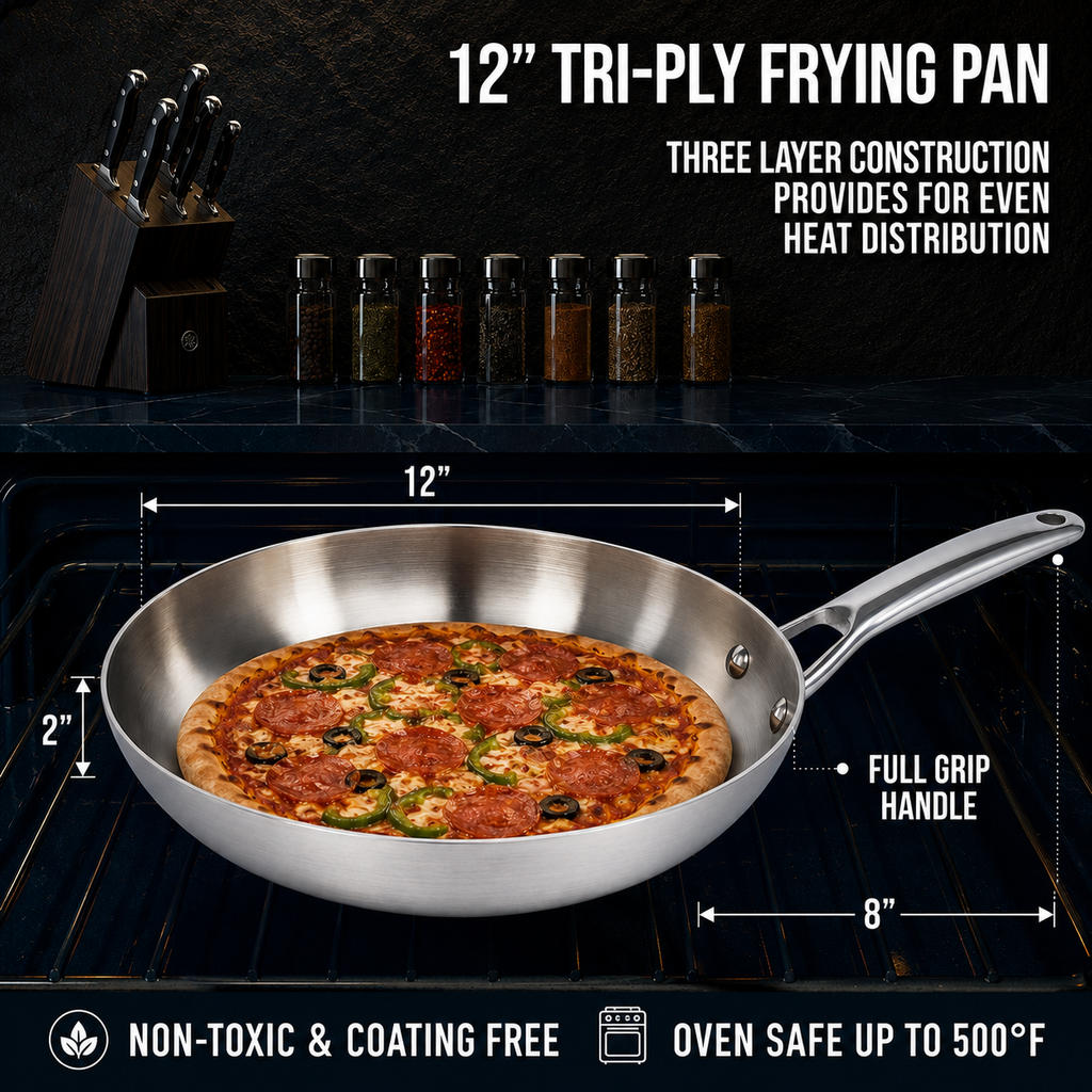 CoreClad 12 IN Tri-Ply Stainless Steel Skillet · Seville