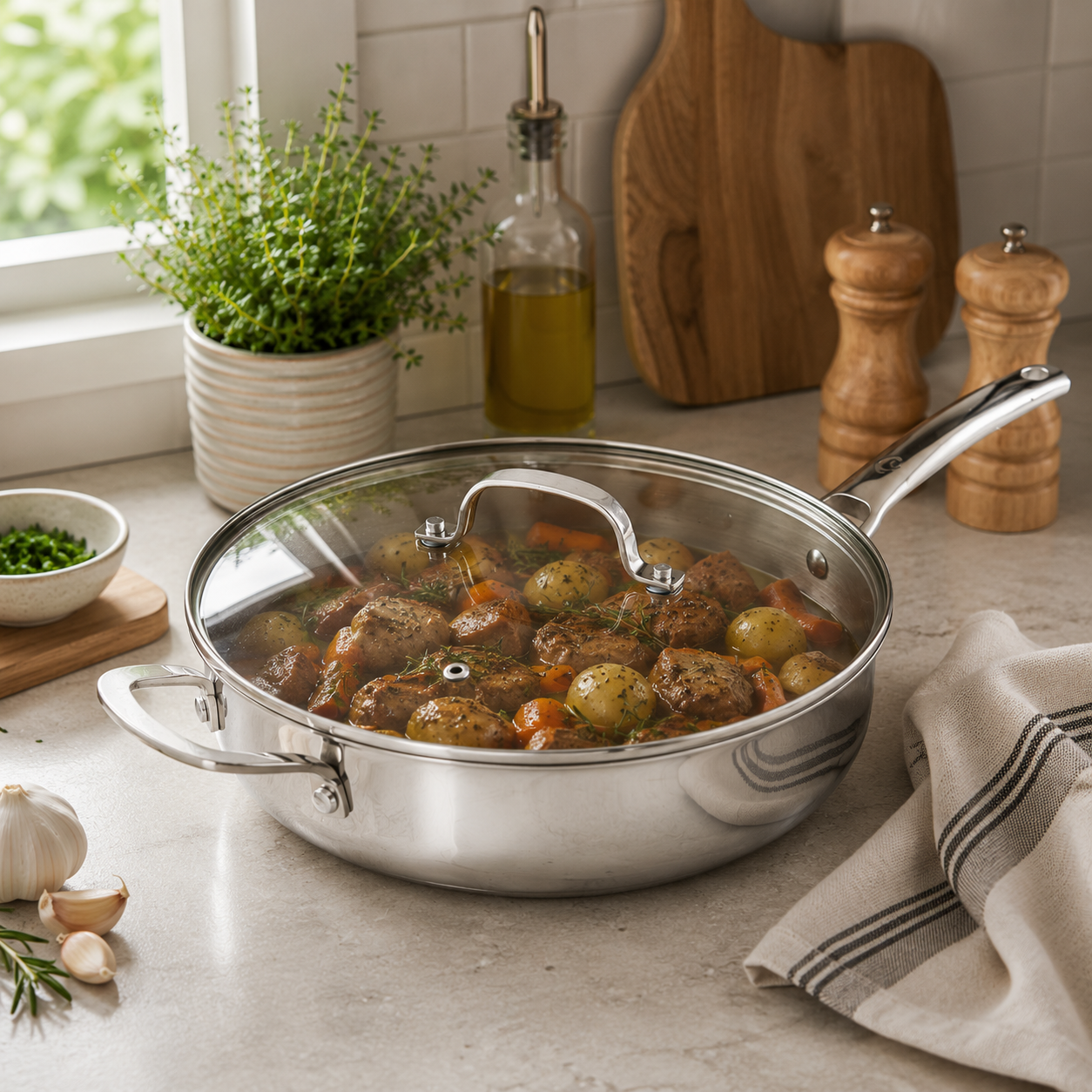 CoreClad 4.2 QT Tri-Ply Stainless Steel Saute Pan · Seville