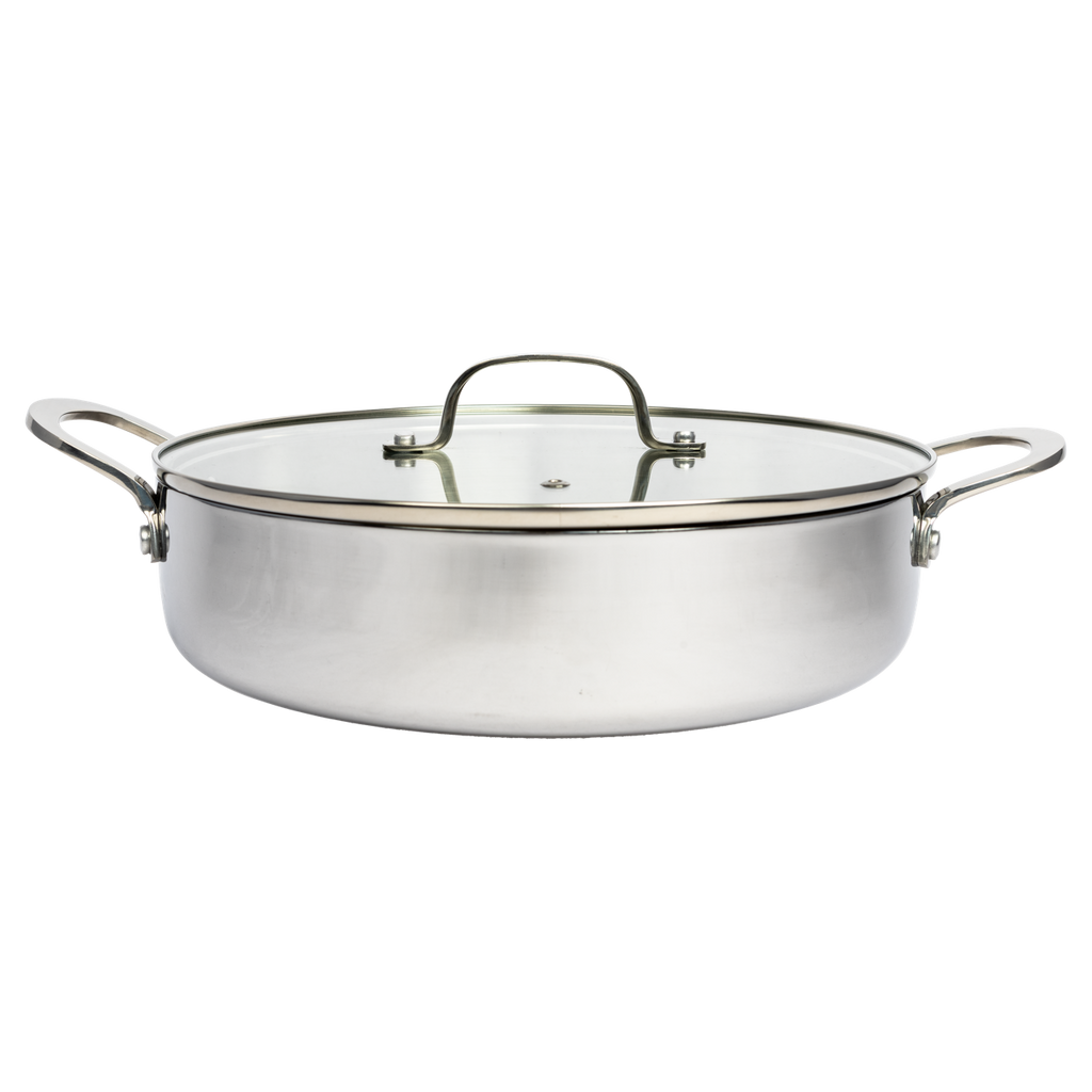 CoreClad 4.2 QT Tri-Ply Stainless Steel Low Casserole with Lid · Seville