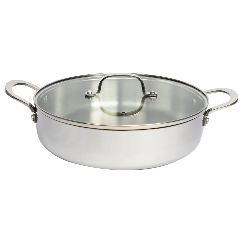 CoreClad 4.2 QT Tri-Ply Stainless Steel Low Casserole with Lid · Seville