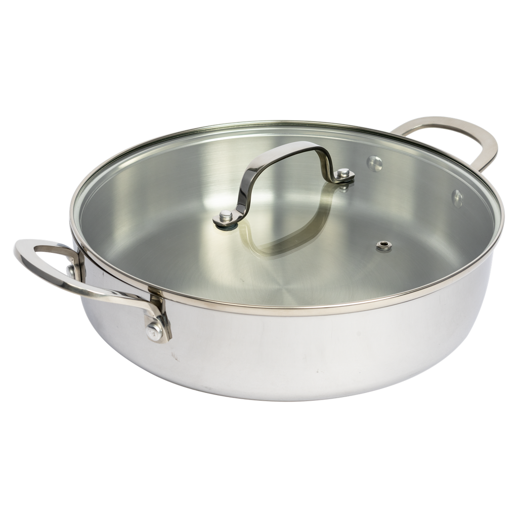 CoreClad 4.2 QT Tri-Ply Stainless Steel Low Casserole with Lid · Seville
