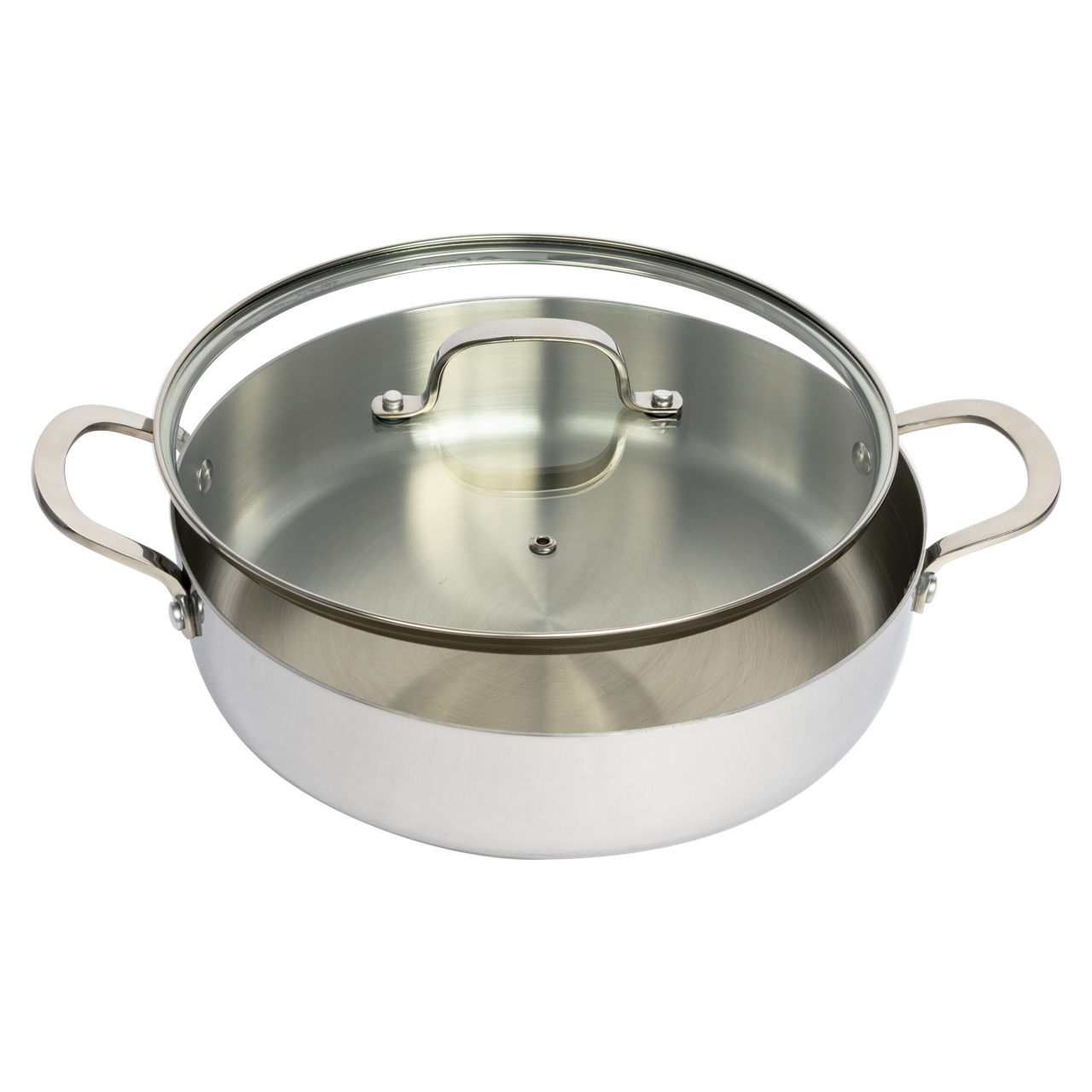 CoreClad 4.2 QT Tri-Ply Stainless Steel Low Casserole with Lid · Seville