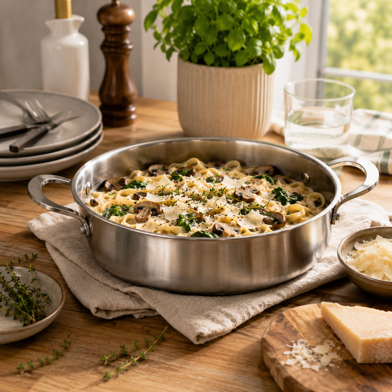 CoreClad 4.2 QT Tri-Ply Stainless Steel Low Casserole with Lid · Seville