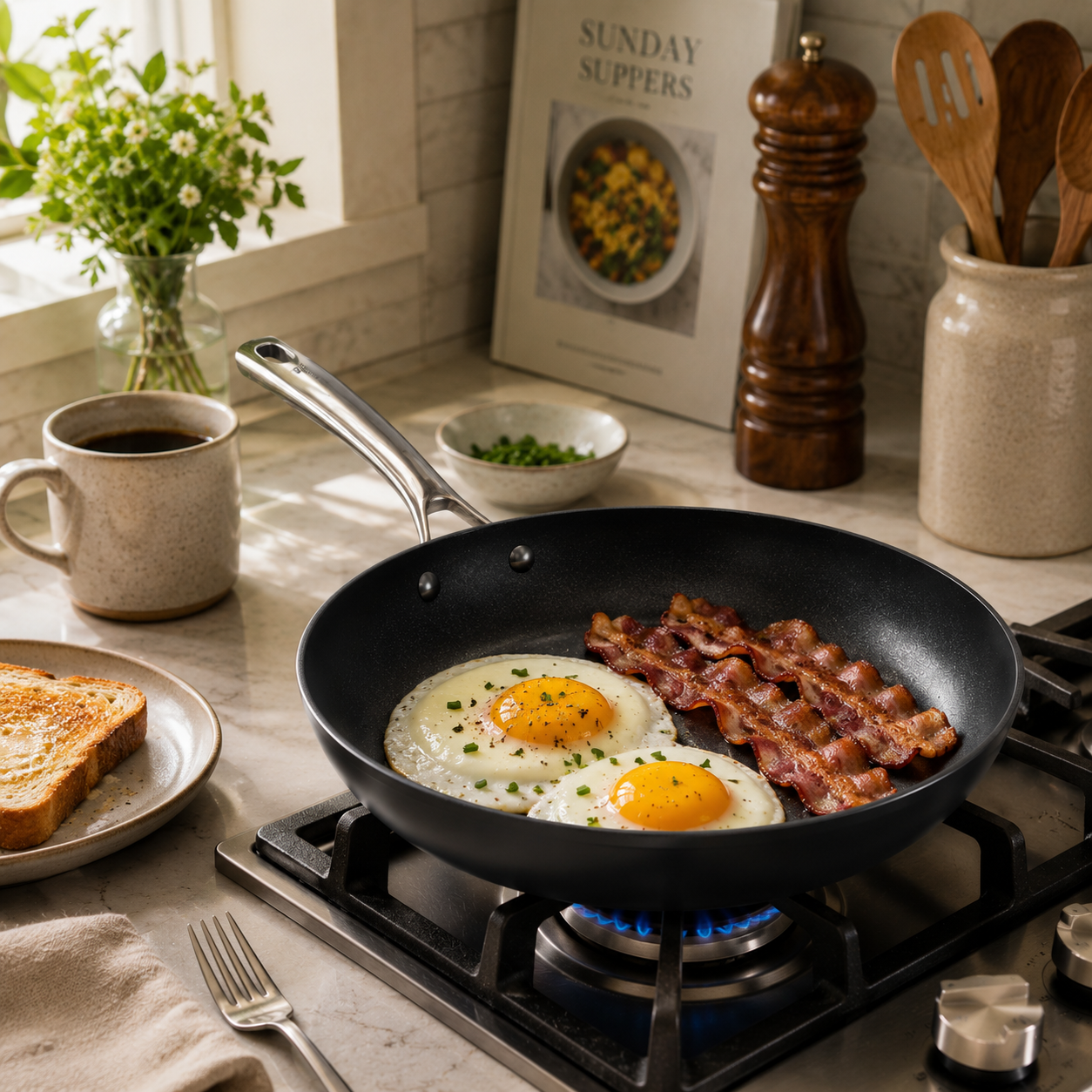 CoreClad 10 IN Tri-Ply Stainless Steel PFAS-Free Nonstick Skillet · Seville