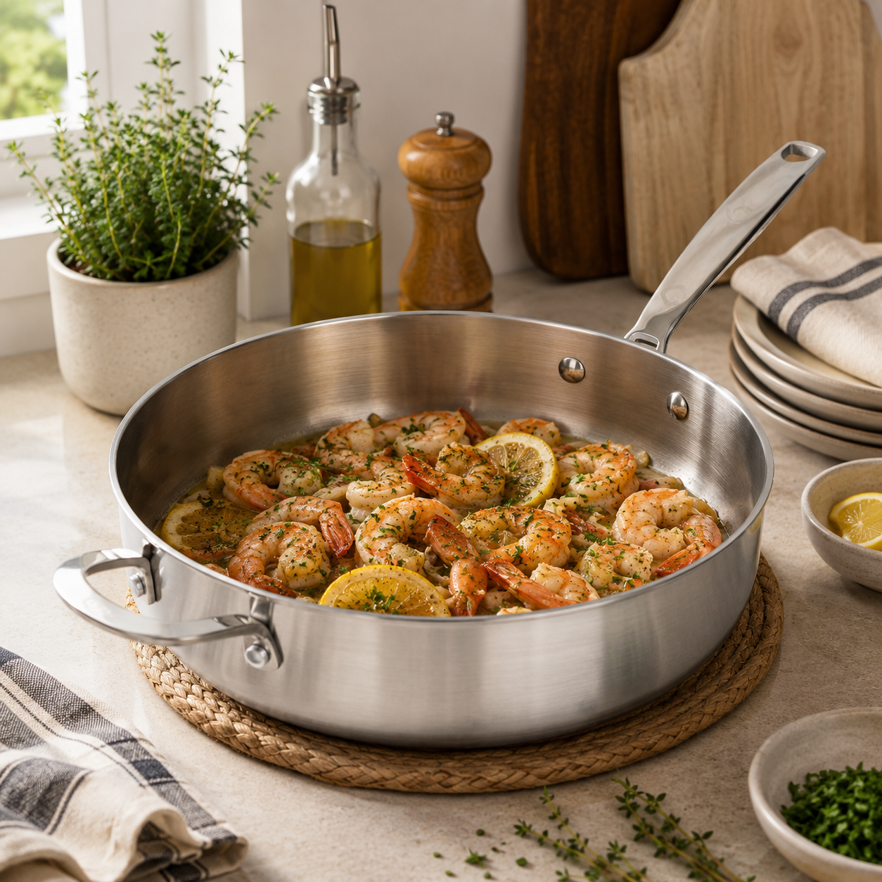 CoreClad 4.2 QT Tri-Ply Stainless Steel Saute Pan · Malaga