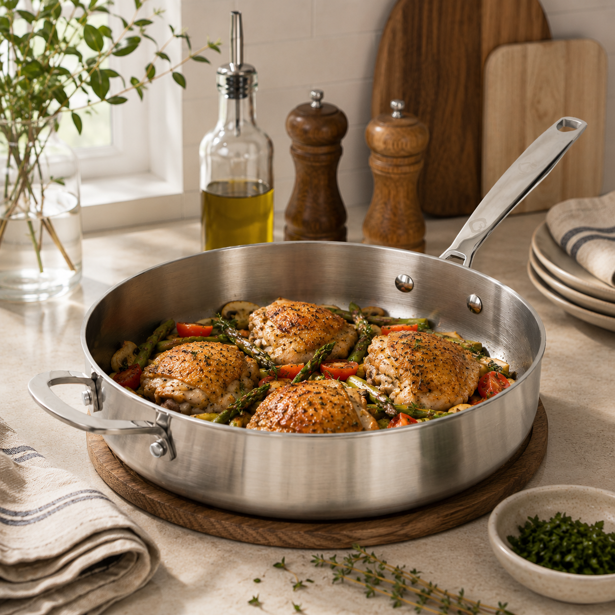 CoreClad 4.2 QT Tri-Ply Stainless Steel Saute Pan · Malaga