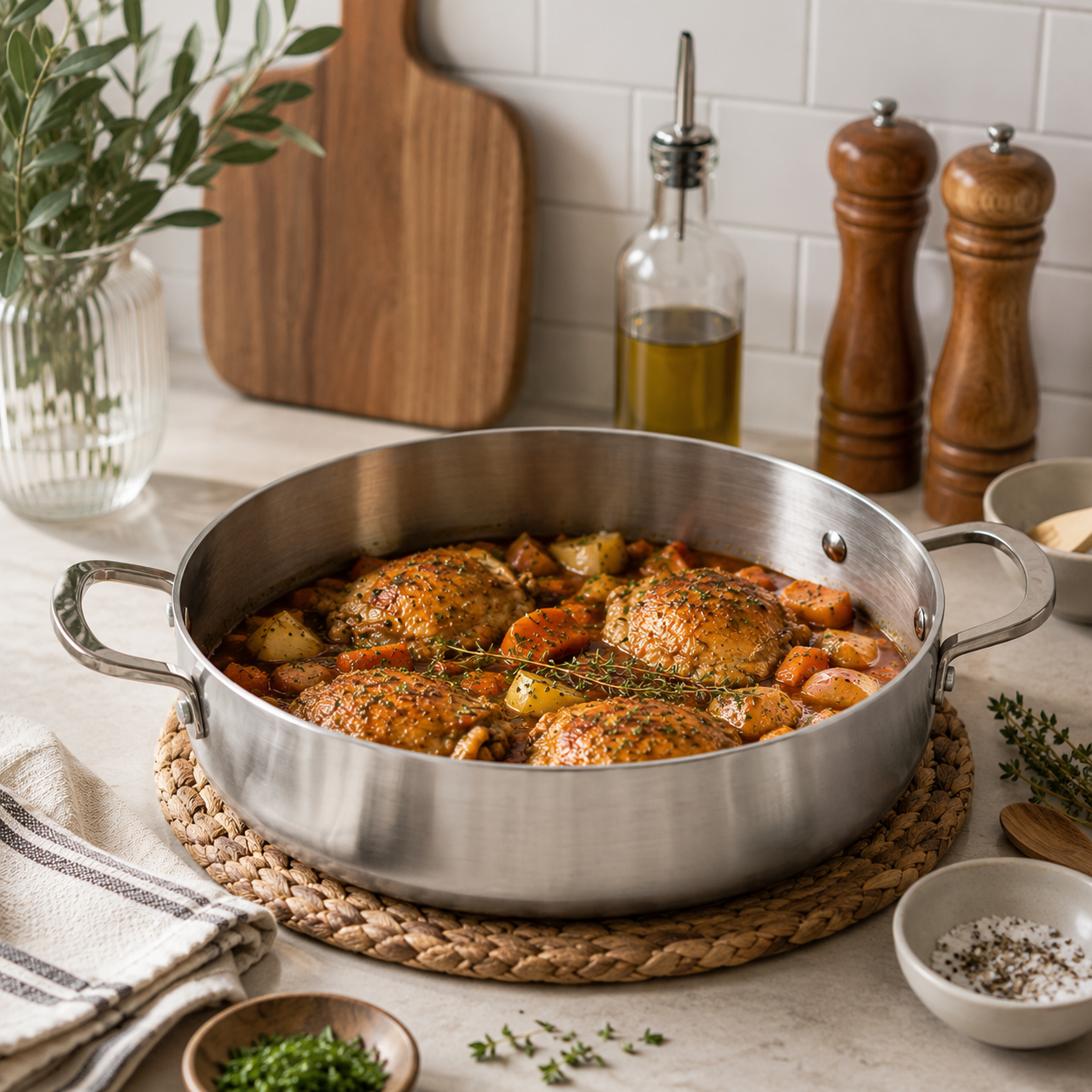 CoreClad 4.2 QT Tri-Ply Stainless Steel Low Casserole · Malaga