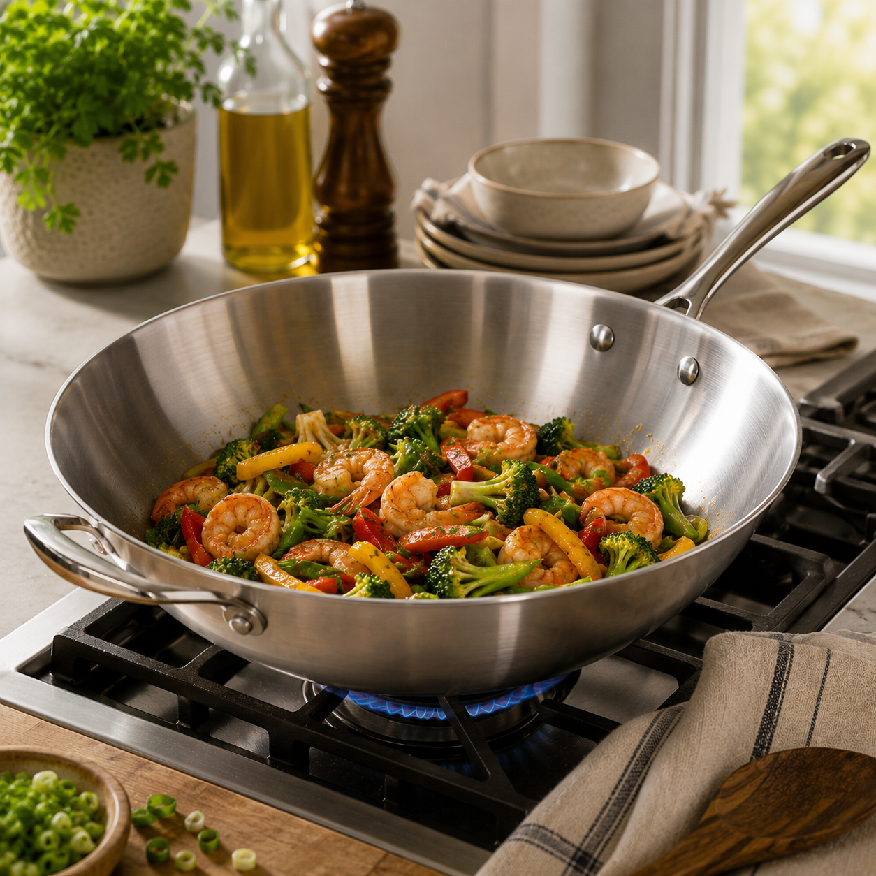 CoreClad 5 QT Tri-Ply Stainless Steel Wok · Seville
