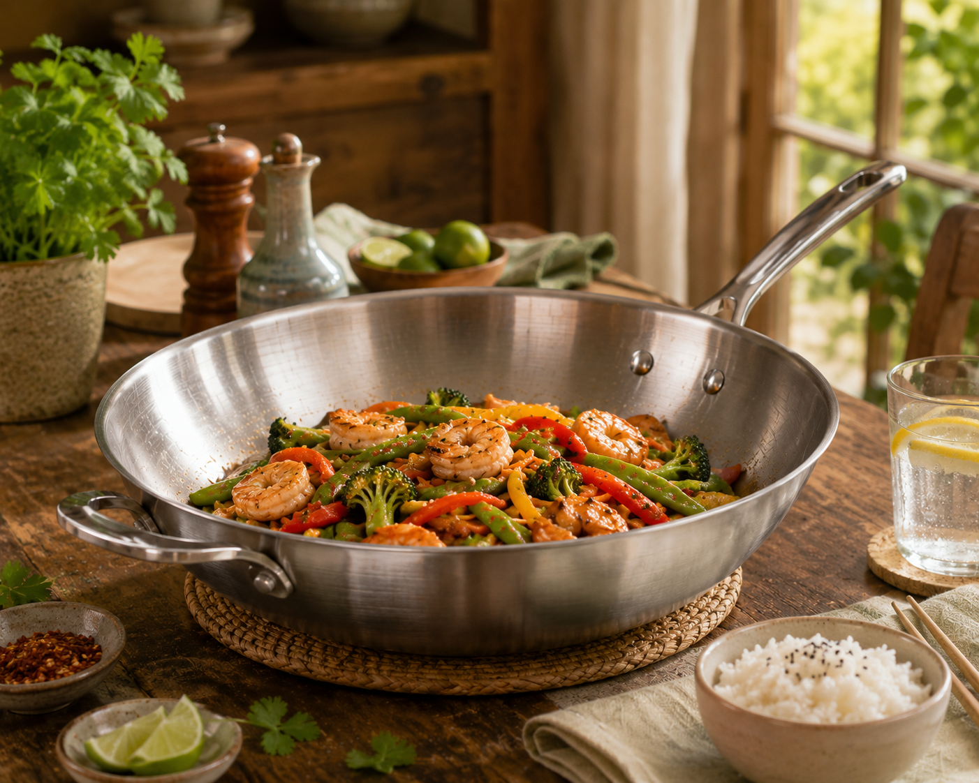 CoreClad 5 QT Tri-Ply Stainless Steel Wok · Seville