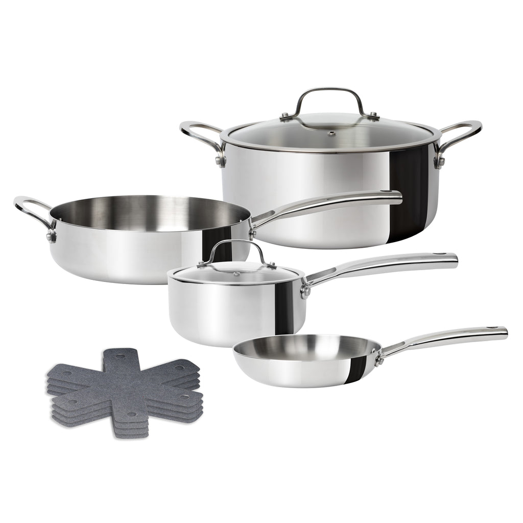 CoreClad Tri-Ply Stainless Steel Cookware Set · Seville · 10 Piece and 13 Piece
