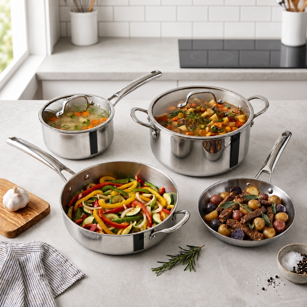 CoreClad Tri-Ply Stainless Steel Cookware Set · Seville · 10 Piece