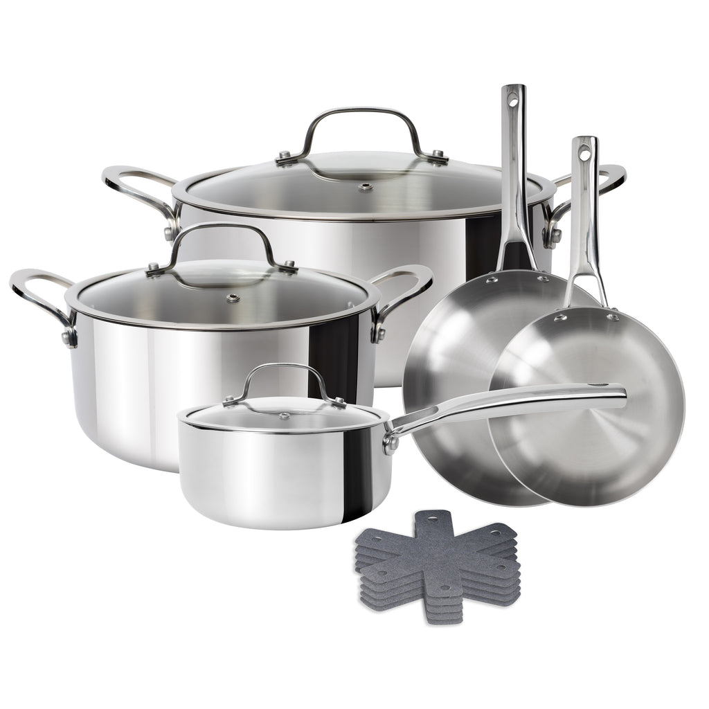 CoreClad Tri-Ply Stainless Steel Cookware Set · Seville · 10 Piece and 13 Piece