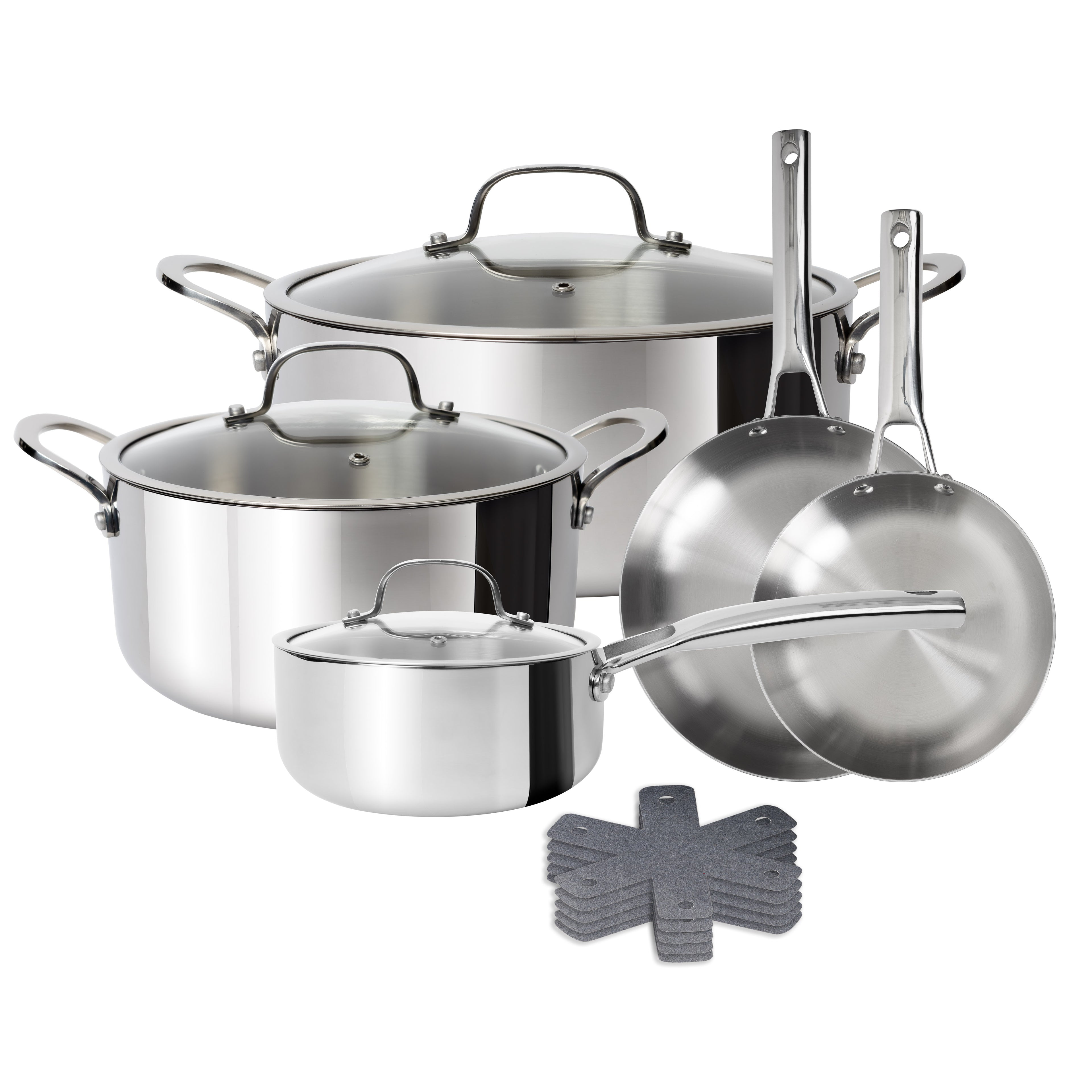 CoreClad Tri-Ply Stainless Steel Cookware Set · Seville · 10 Piece and 13 Piece