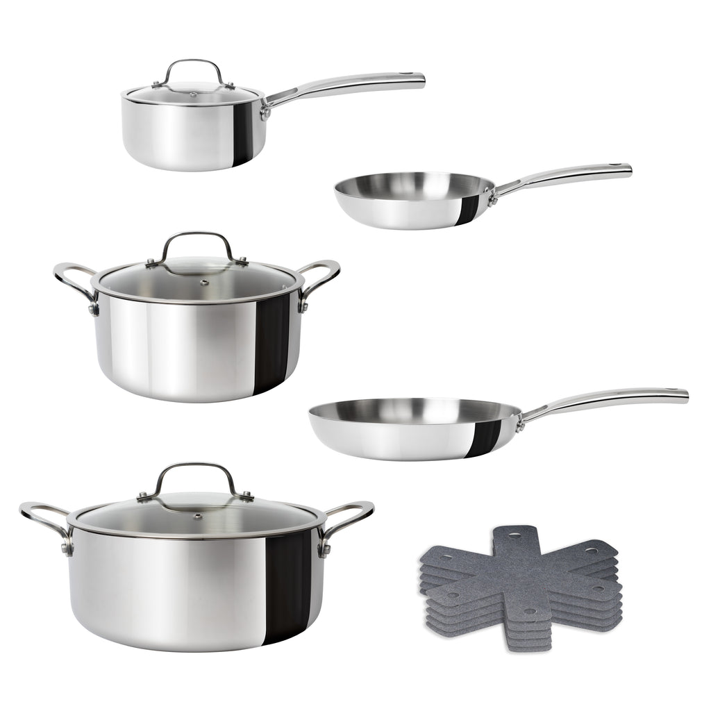 CoreClad Tri-Ply Stainless Steel Cookware Set · Seville · 10 Piece and 13 Piece