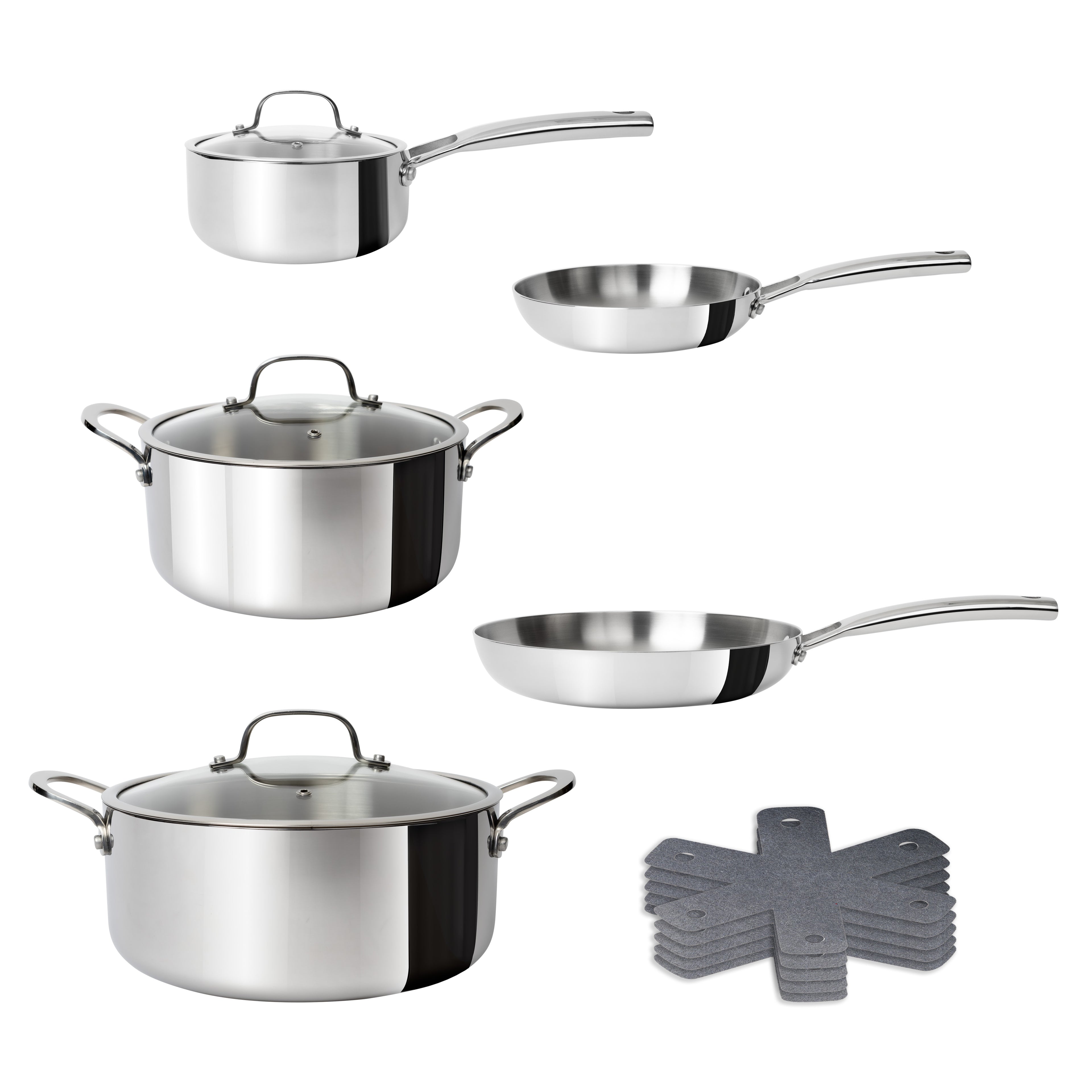 CoreClad Tri-Ply Stainless Steel Cookware Set · Seville · 10 Piece and 13 Piece