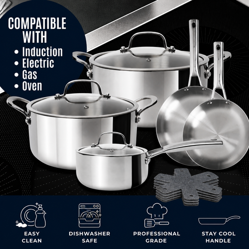 CoreClad Tri-Ply Stainless Steel Cookware Set · Seville · 13 Piece