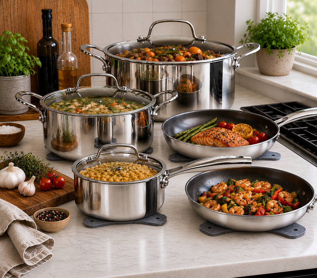 CoreClad Tri-Ply Stainless Steel Cookware Set · Seville · 13 Piece
