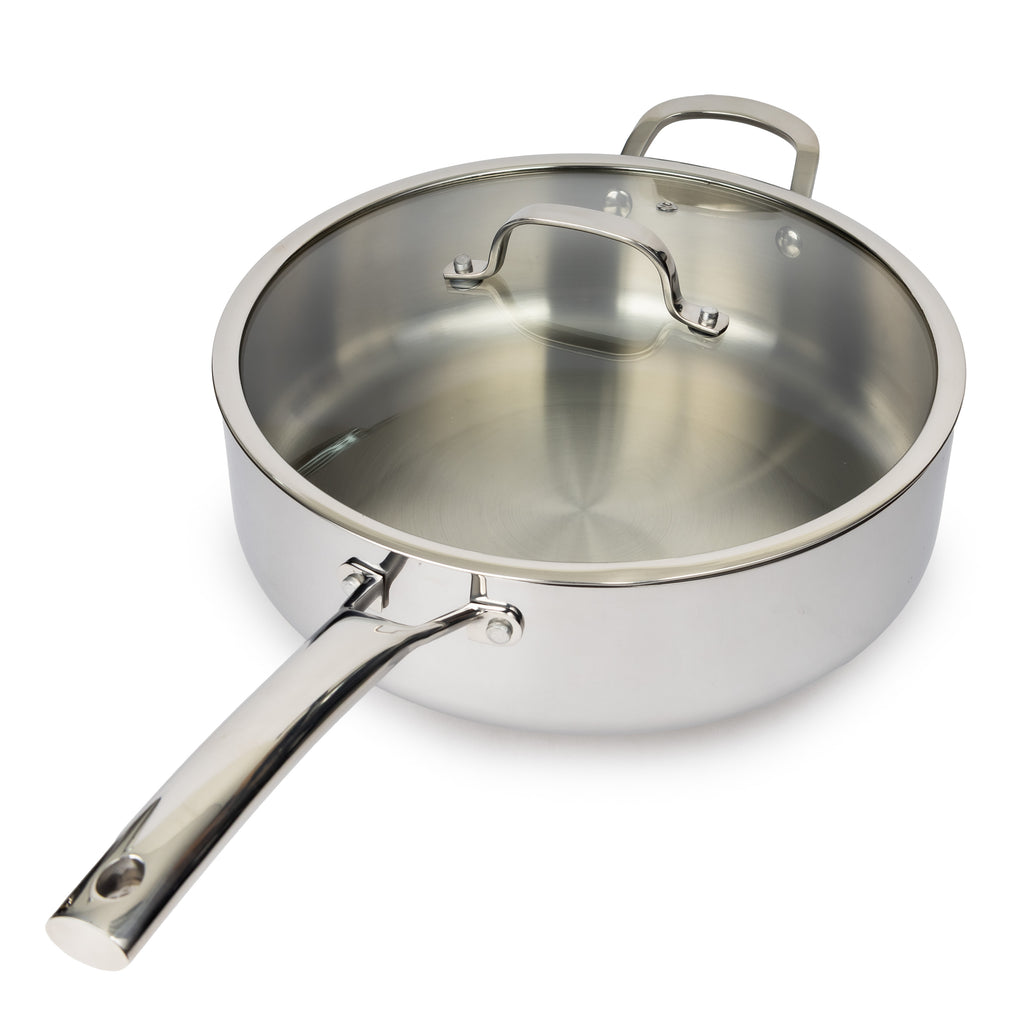 CoreClad Tri-Ply Stainless Steel Saute Pan · 6 Quart · Seville · With Glass Lid