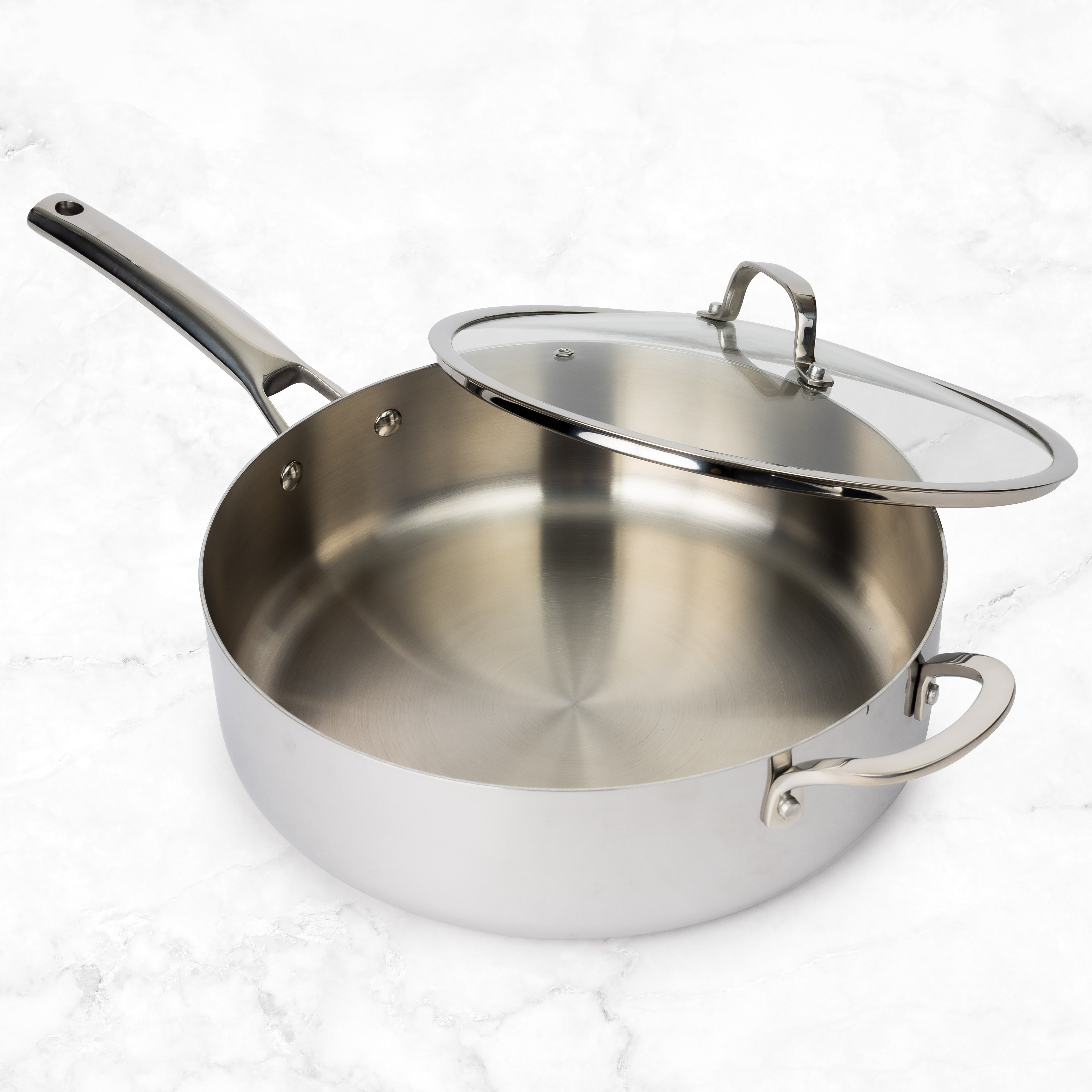 CoreClad Tri-Ply Stainless Steel Saute Pan · 6 Quart · Seville · With Glass Lid