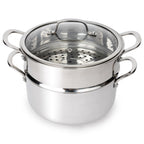 CoreClad Tri-Ply Stainless Steel 5 Quart Casserole and Steamer Set · Seville · With Glass Lid