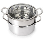 CoreClad Tri-Ply Stainless Steel 5 Quart Casserole and Steamer Set · Seville · With Glass Lid