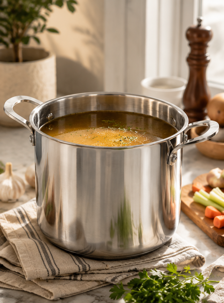 CoreClad Tri-Ply Stainless Steel Stock Pot · Seville · With Glass Lid · 8 QT and 12 QT