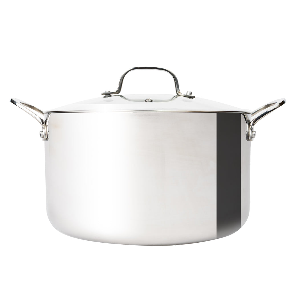 CoreClad Tri-Ply Stainless Steel Stock Pot · Seville · With Glass Lid · 8 QT and 12 QT
