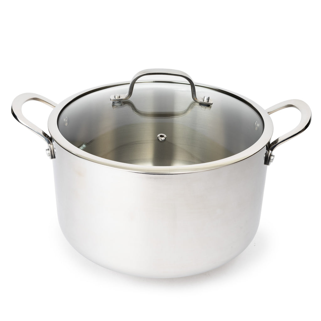 CoreClad Tri-Ply Stainless Steel Stock Pot · Seville · With Glass Lid · 8 QT and 12 QT