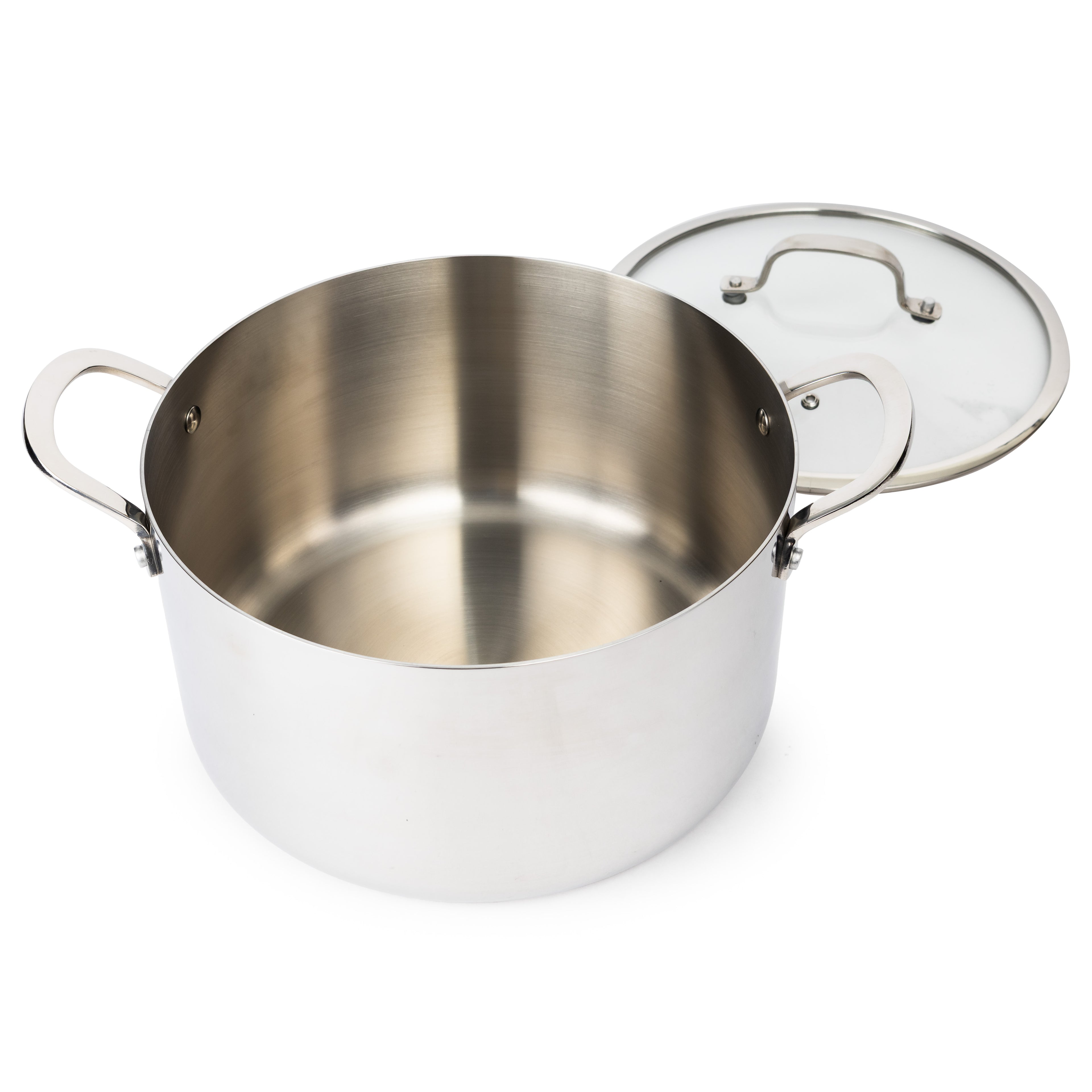 CoreClad Tri-Ply Stainless Steel Stock Pot · Seville · With Glass Lid · 8 QT and 12 QT