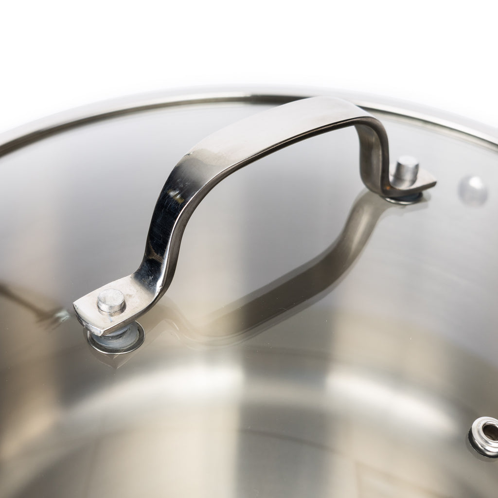 CoreClad Tri-Ply Stainless Steel Stock Pot · Seville · With Glass Lid · 8 QT and 12 QT