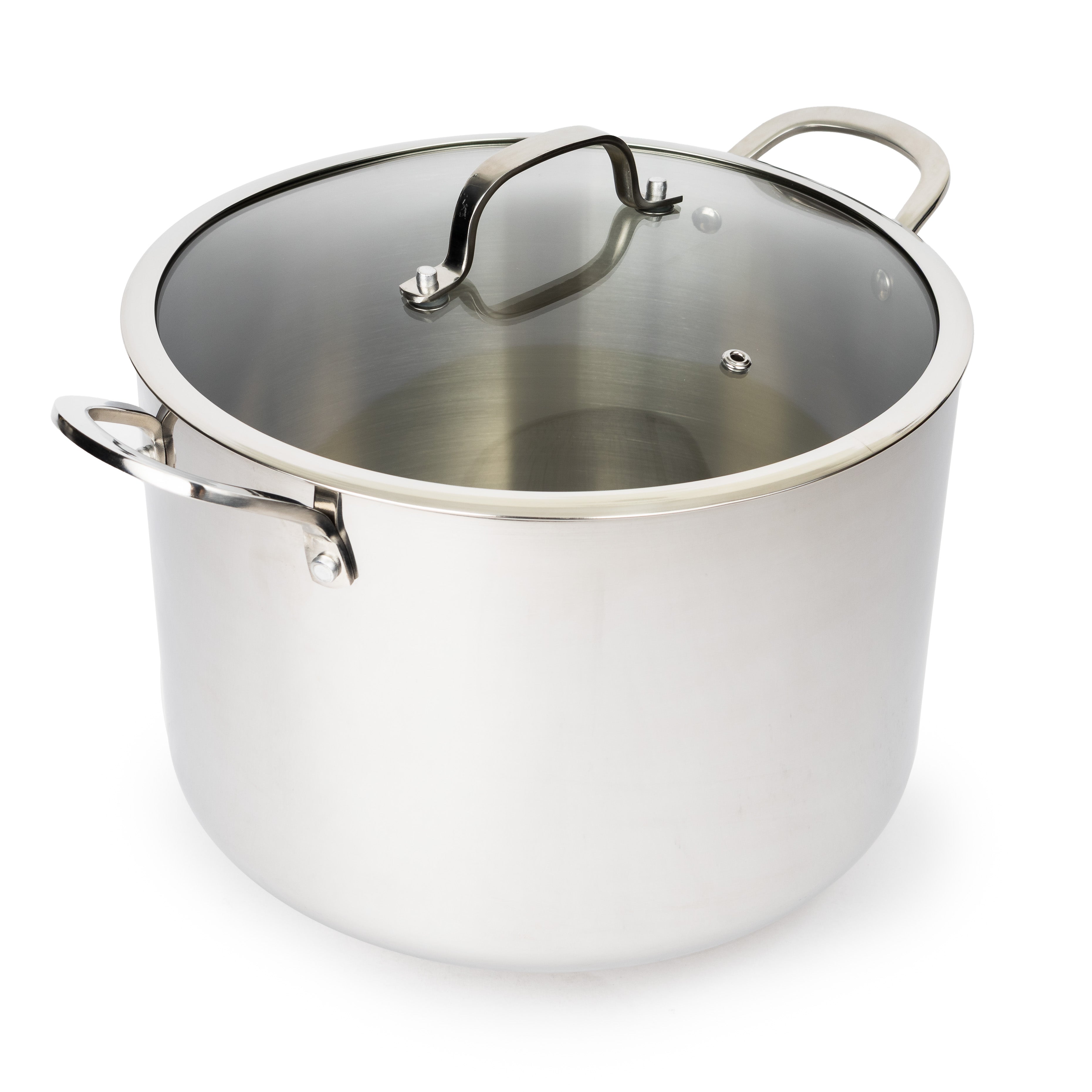 CoreClad Tri-Ply Stainless Steel Stock Pot · Seville · With Glass Lid · 8 QT and 12 QT