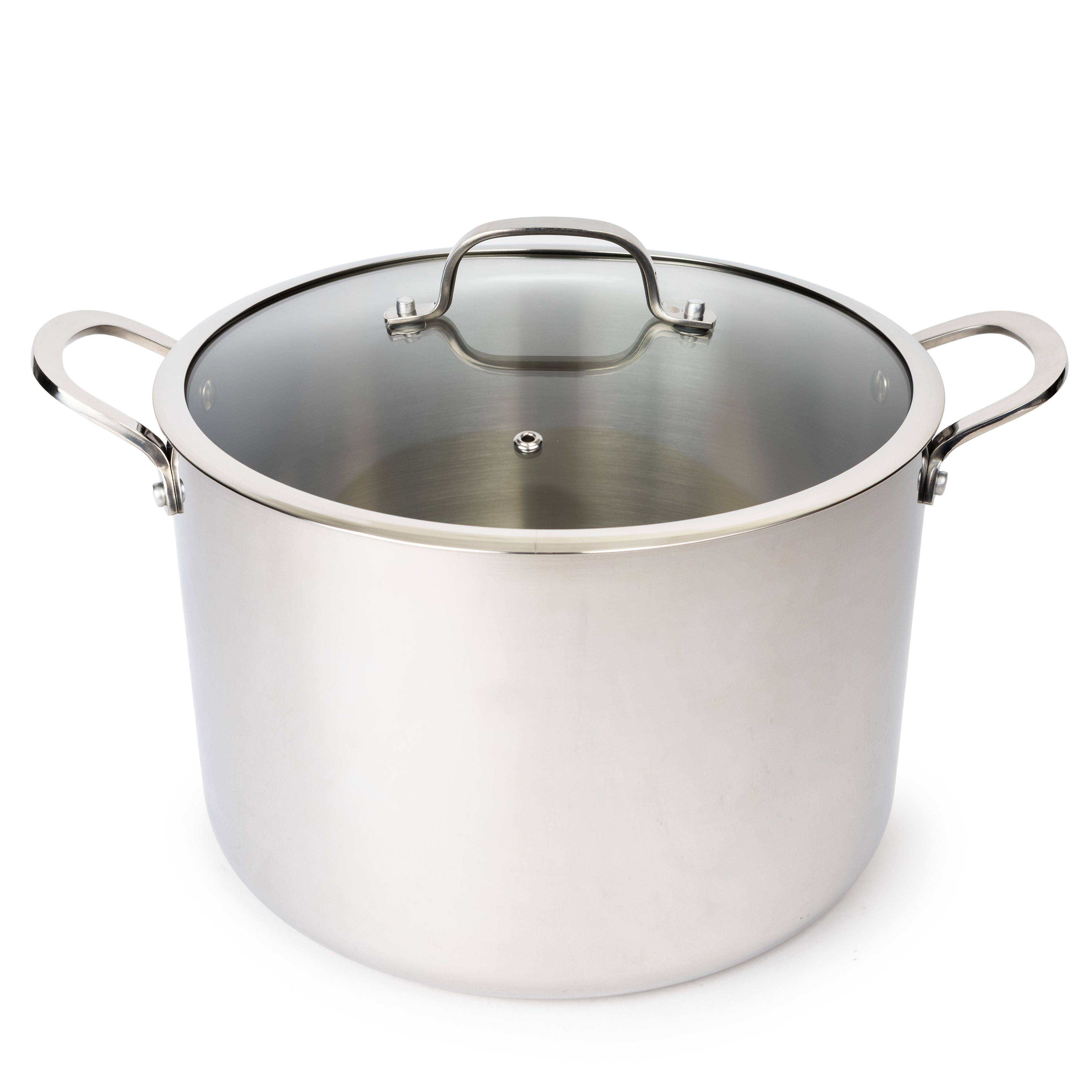 CoreClad Tri-Ply Stainless Steel Stock Pot · Seville · With Glass Lid · 8 QT and 12 QT