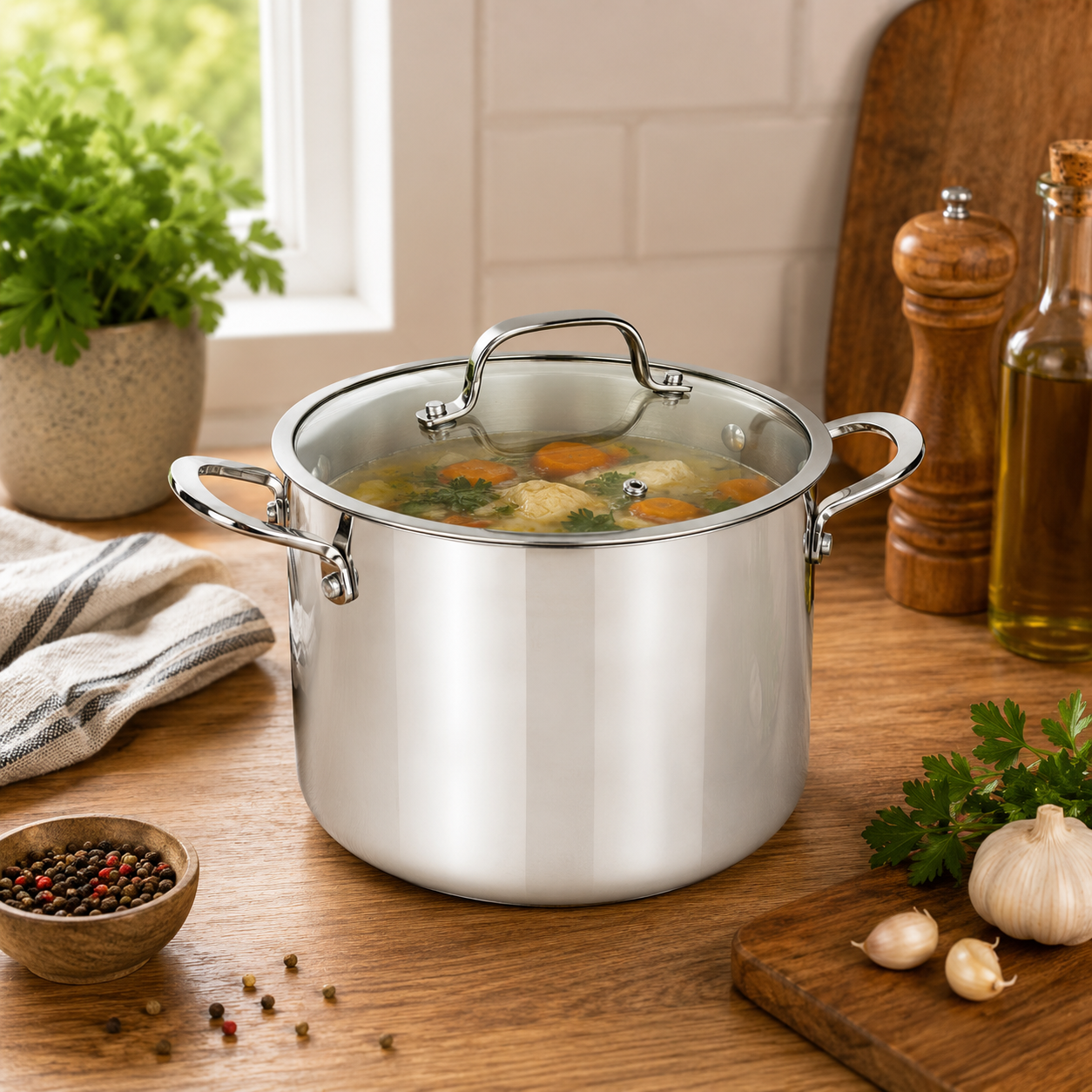 CoreClad 12 QT Tri-Ply Stainless Steel Stock Pot · Seville