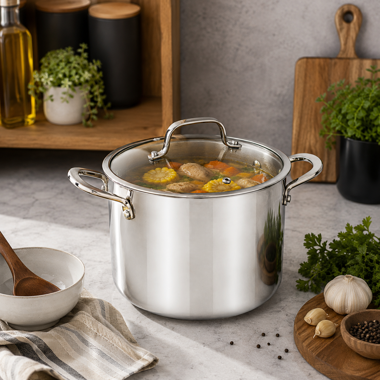 CoreClad 12 QT Tri-Ply Stainless Steel Stock Pot · Seville