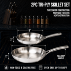 CoreClad Tri-Ply Stainless Steel Skillet Uncoated Set · 2 Piece · Seville · 9" and 11"