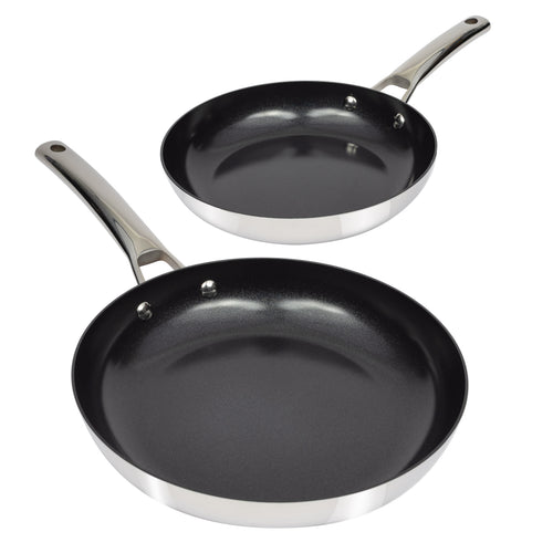 CoreClad Tri-Ply Stainless Steel Skillet Nonstick Set · 2 Piece · Seville · 9" and 11"