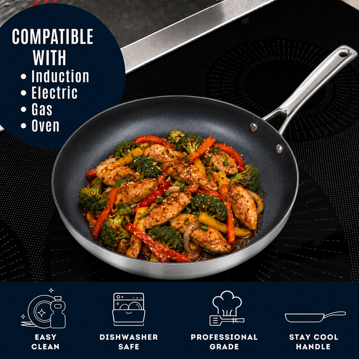 CoreClad Tri-Ply Stainless Steel Skillet Nonstick Set · 2 Piece · Seville · 9" and 11"