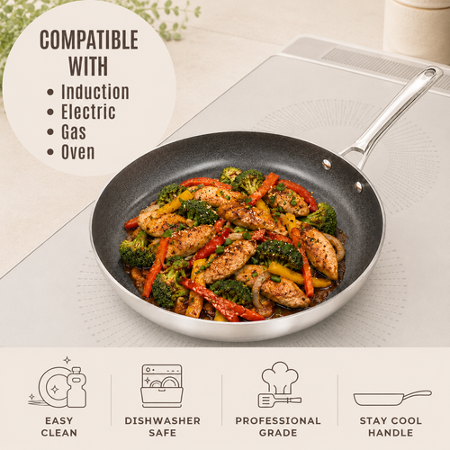 CoreClad Tri-Ply Stainless Steel Skillet Nonstick Set · 2 Piece · Seville · 9" and 11"