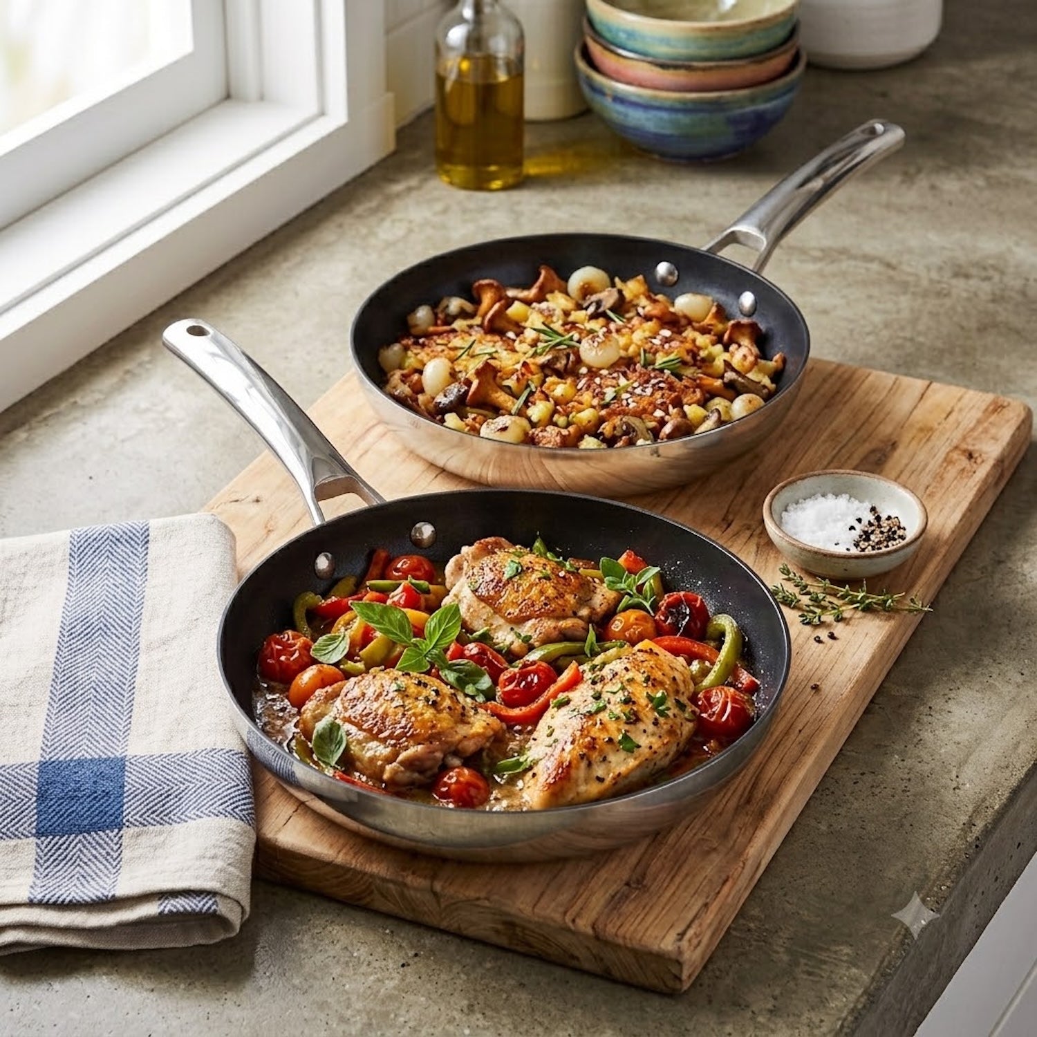 CoreClad Tri-Ply Stainless Steel Skillet Nonstick Set · 2 Piece · Seville · 9" and 11"
