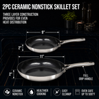 CoreClad Tri-Ply Stainless Steel Skillet Nonstick Set · 2 Piece · Seville · 9" and 11"